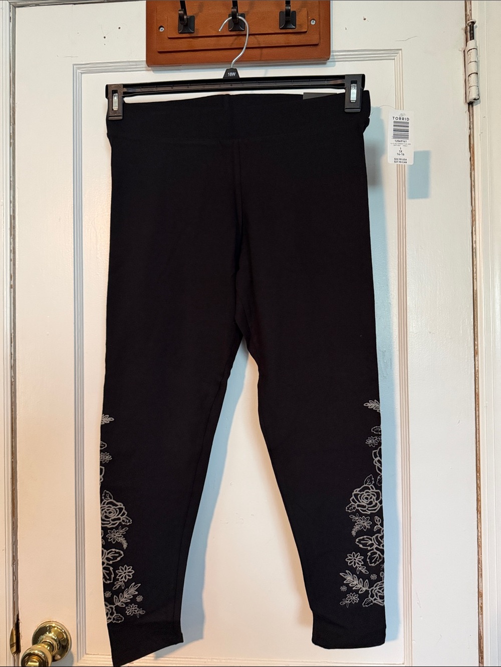 Torrid Black Leggings with Floral Detail